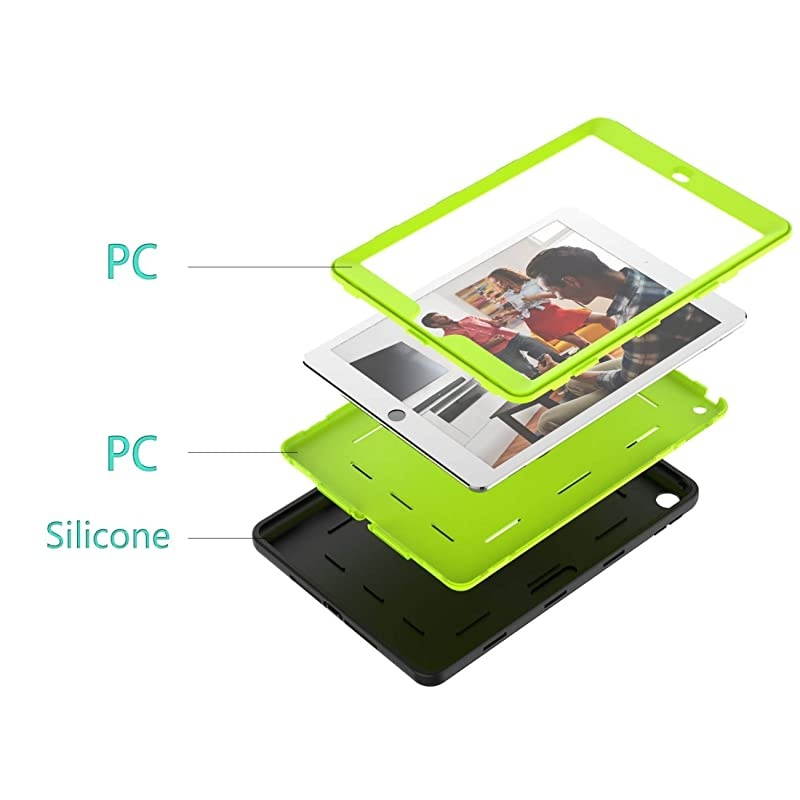 1st Generation Ipad Case IPad 6th 5th Generation Case Caver HighImpact Shock Absorbent Silicone Hard Plastic Dual Layer Protective Case Black Green