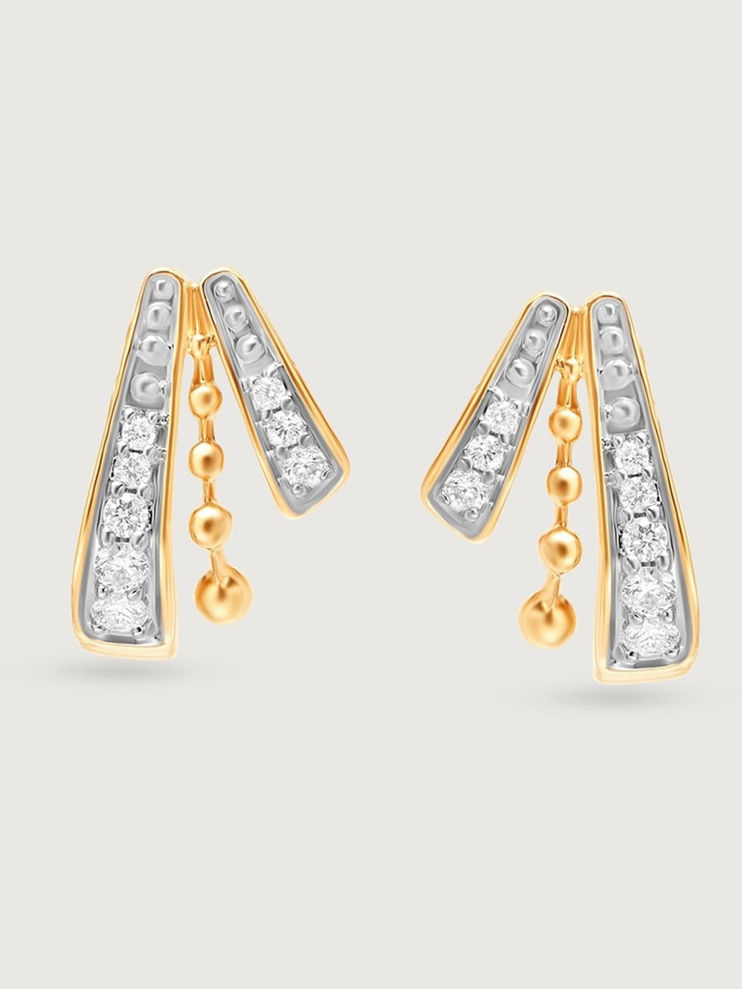 Mia by Tanishq Golden Ray burst 14k Gold & Diamond Stud Earrings
