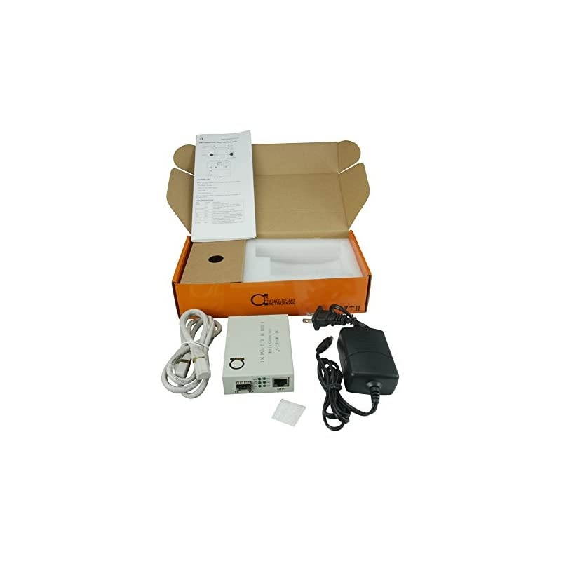 Gigabit Fiber to G Copper UTP Ethernet Media Converter - Open SFP+ Gb Slot - G Base-T to G Base-R - Cat7 UTP 1m Cable in Set - Gbps Gbit Fiber Optic Converter