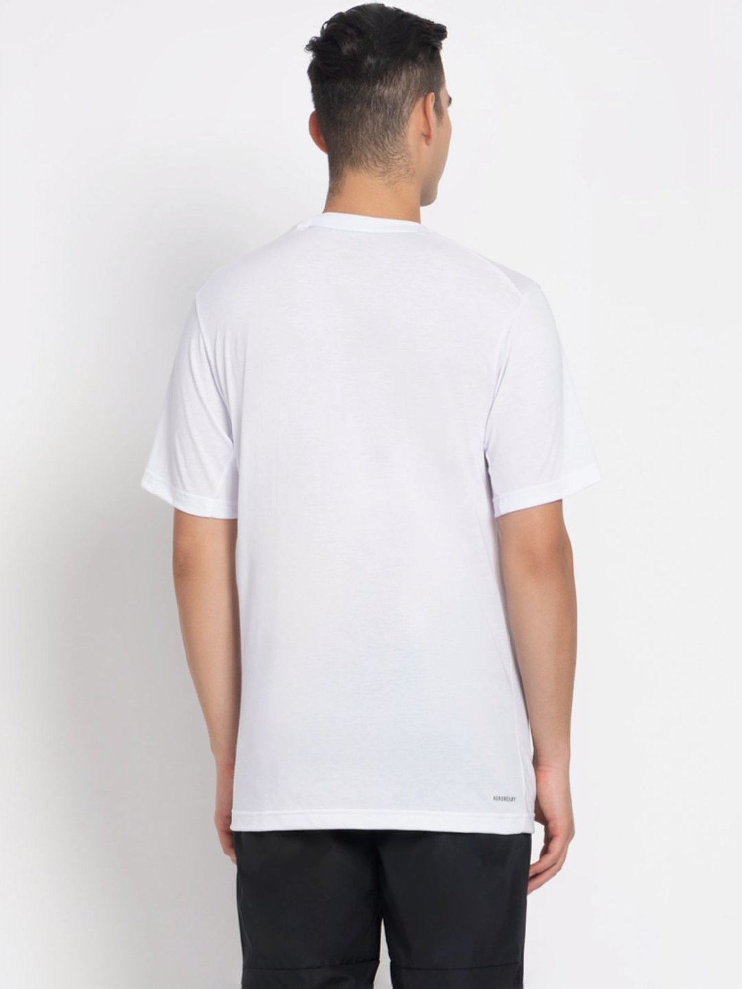 Adidas White Regular Fit Printed Sports T-Shirt