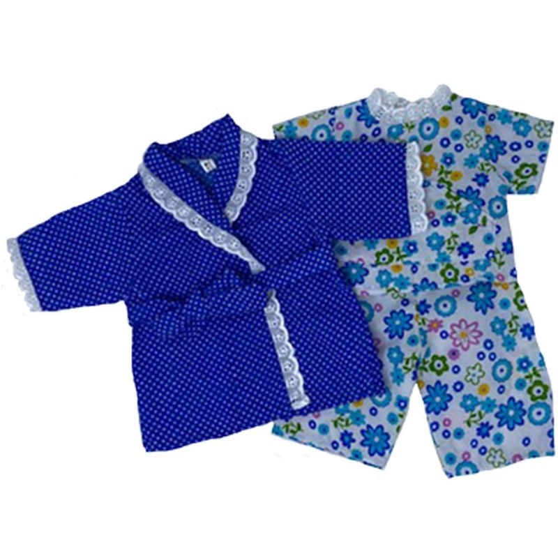Doll Clothes Superstore Blue Bathrobe With Flower Pajamas Fits 15-16 Inch Baby Dolls