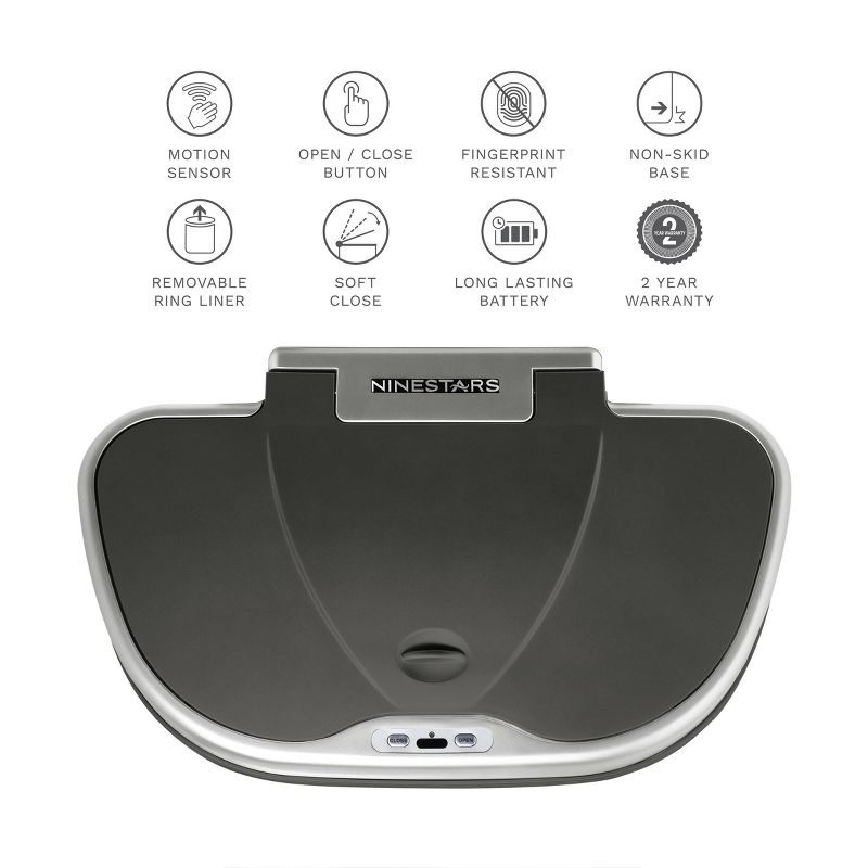 Nine Stars 18.5gal Motion Sensor D-Shape Stainless Steel Recycling Trash Can