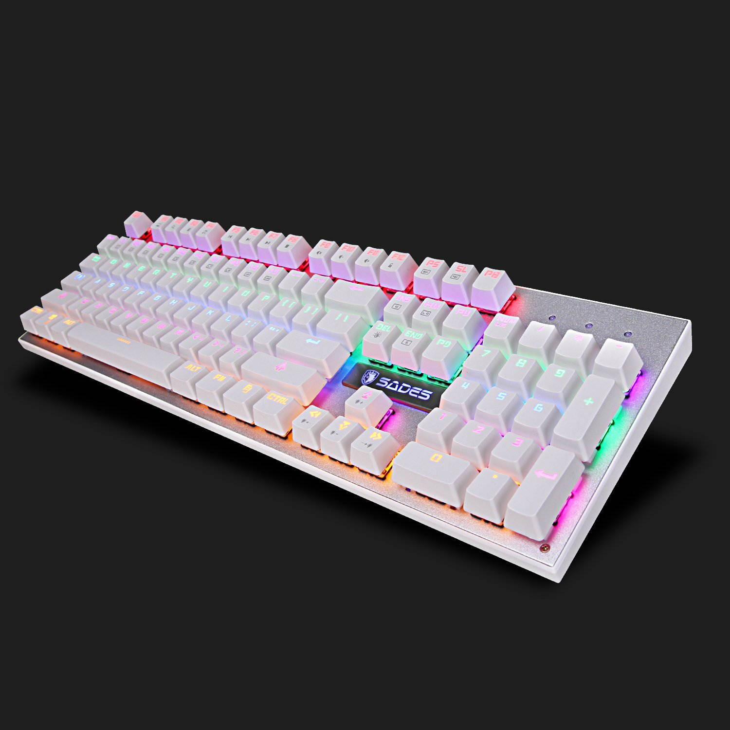 SADES K10 Multi-color LED Backlit Wired USB Mechanical Gaming Keyboard with Blue Switches