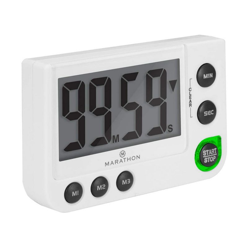 Marathon Housewares Large Display Digital Timer with Adjustable Volume - White