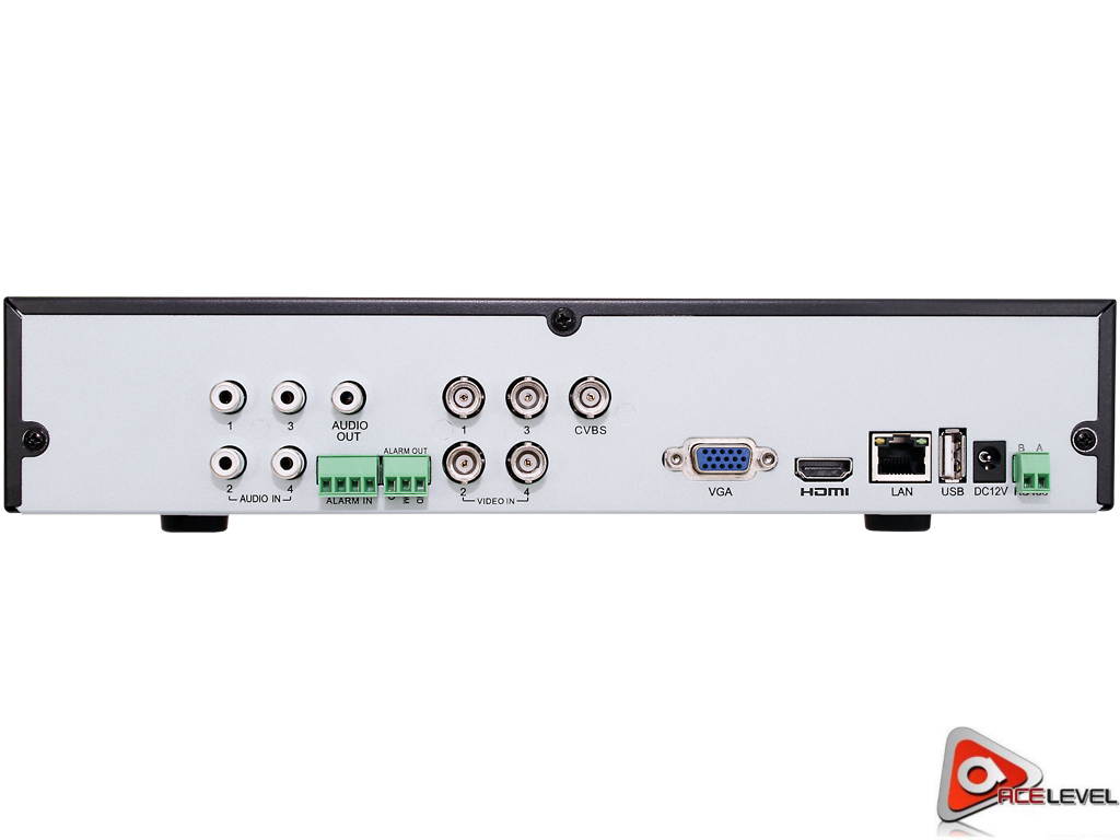 AceLevel 4 Channel HD TVI DVR: 4CH HD TVI/Analog + 1CH IP Video Input, 4CH Simultaneous Playback, 1xSATA, Mobile Surveillance -  DVR-4CH3-TY
