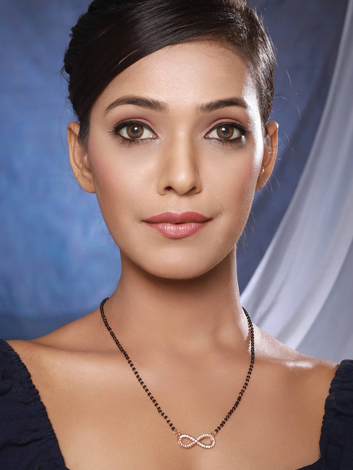 Aatmana Beaded & CZ-Studded Black Mangalsutra for Women