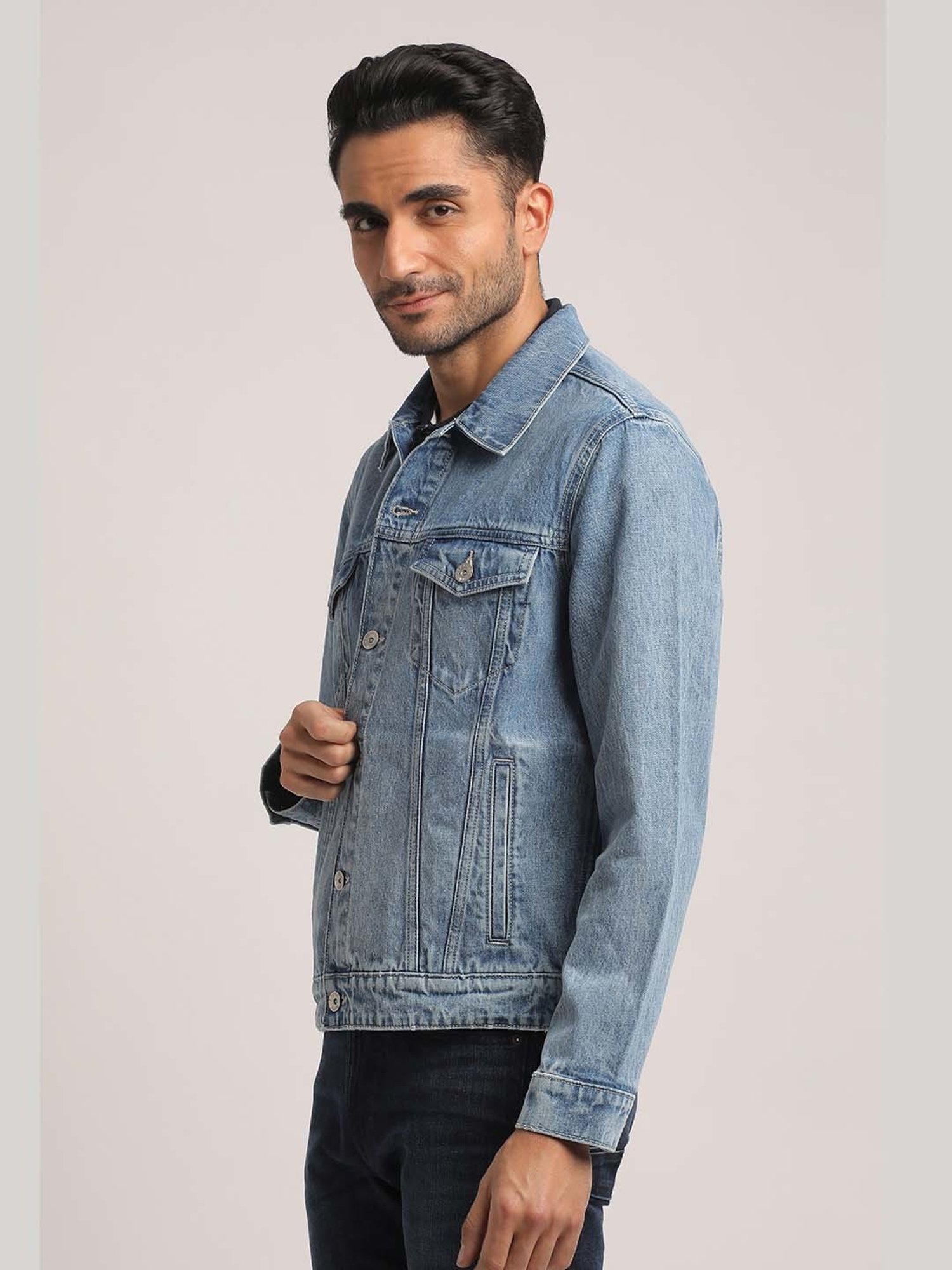 EVERBLUE Light Blue Regular Fit Denim Jacket