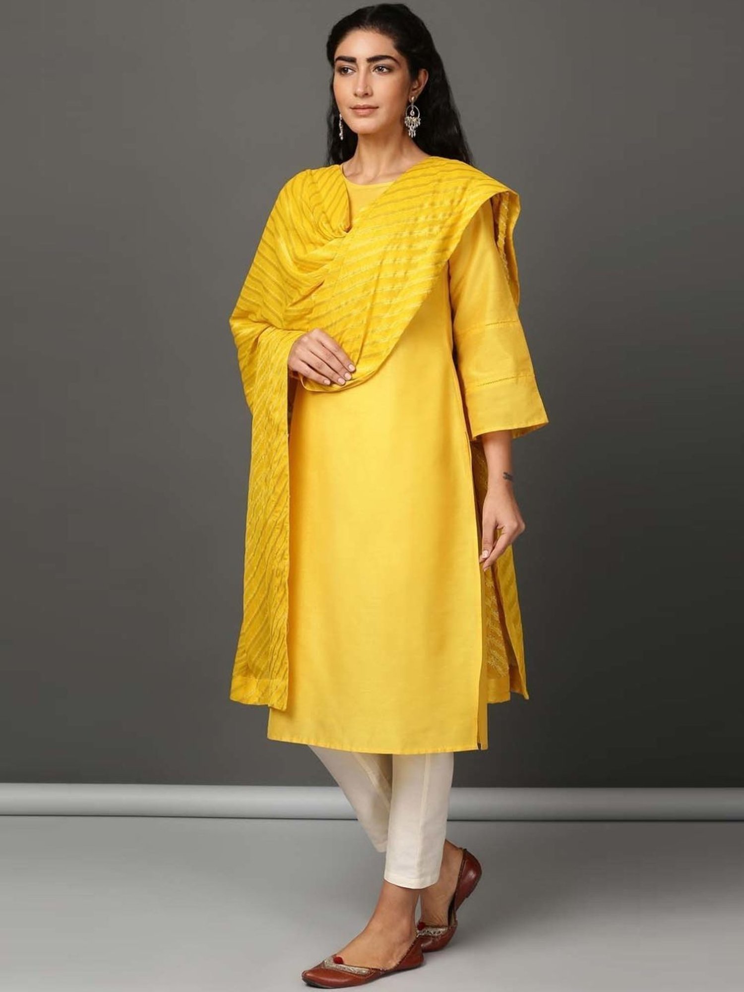Nuhh Yellow Lets Toast Kurta and Pant Set with Dupatta