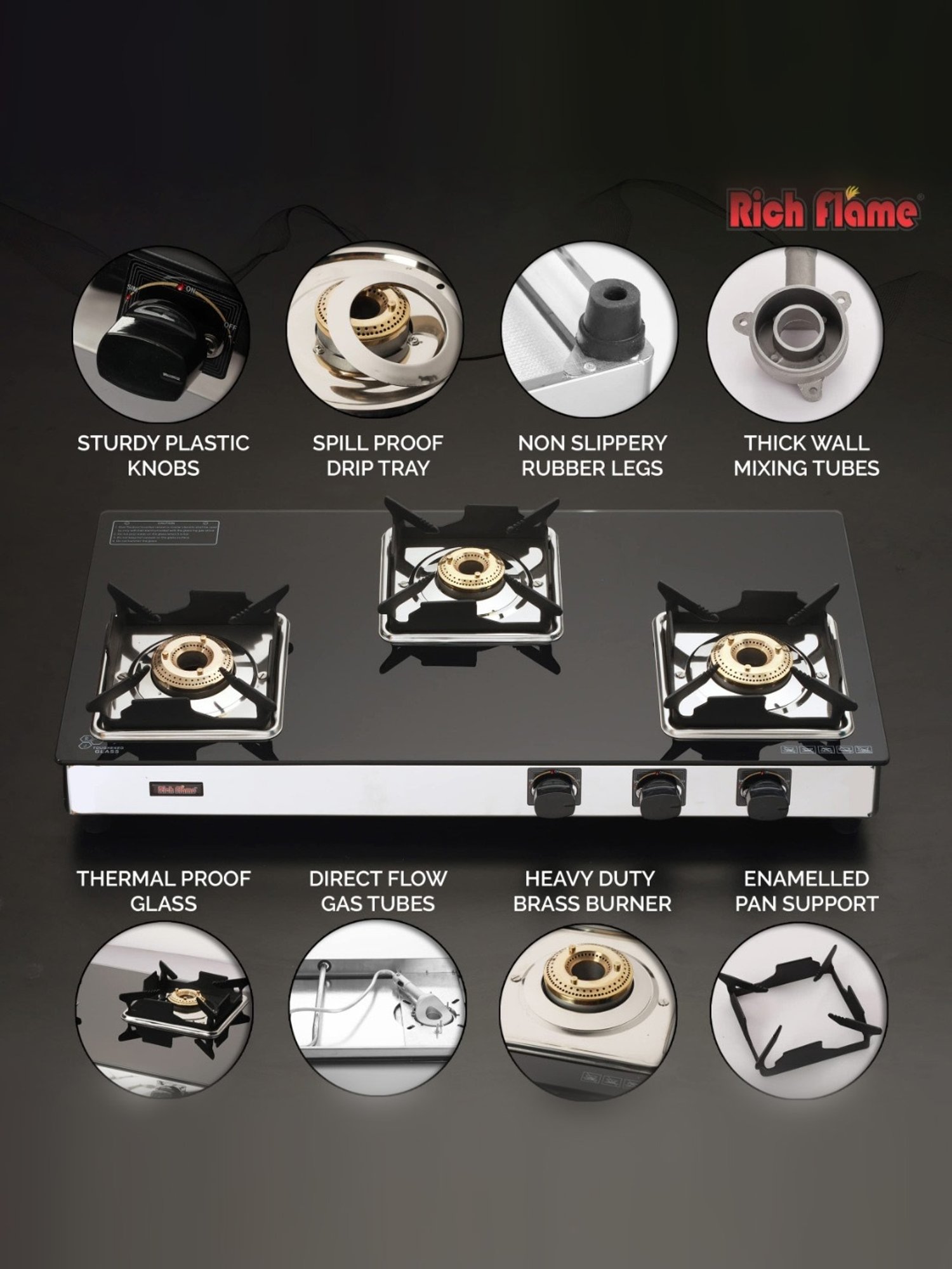 Range Kleen 4pc Porcelain Drip Pan Set Black