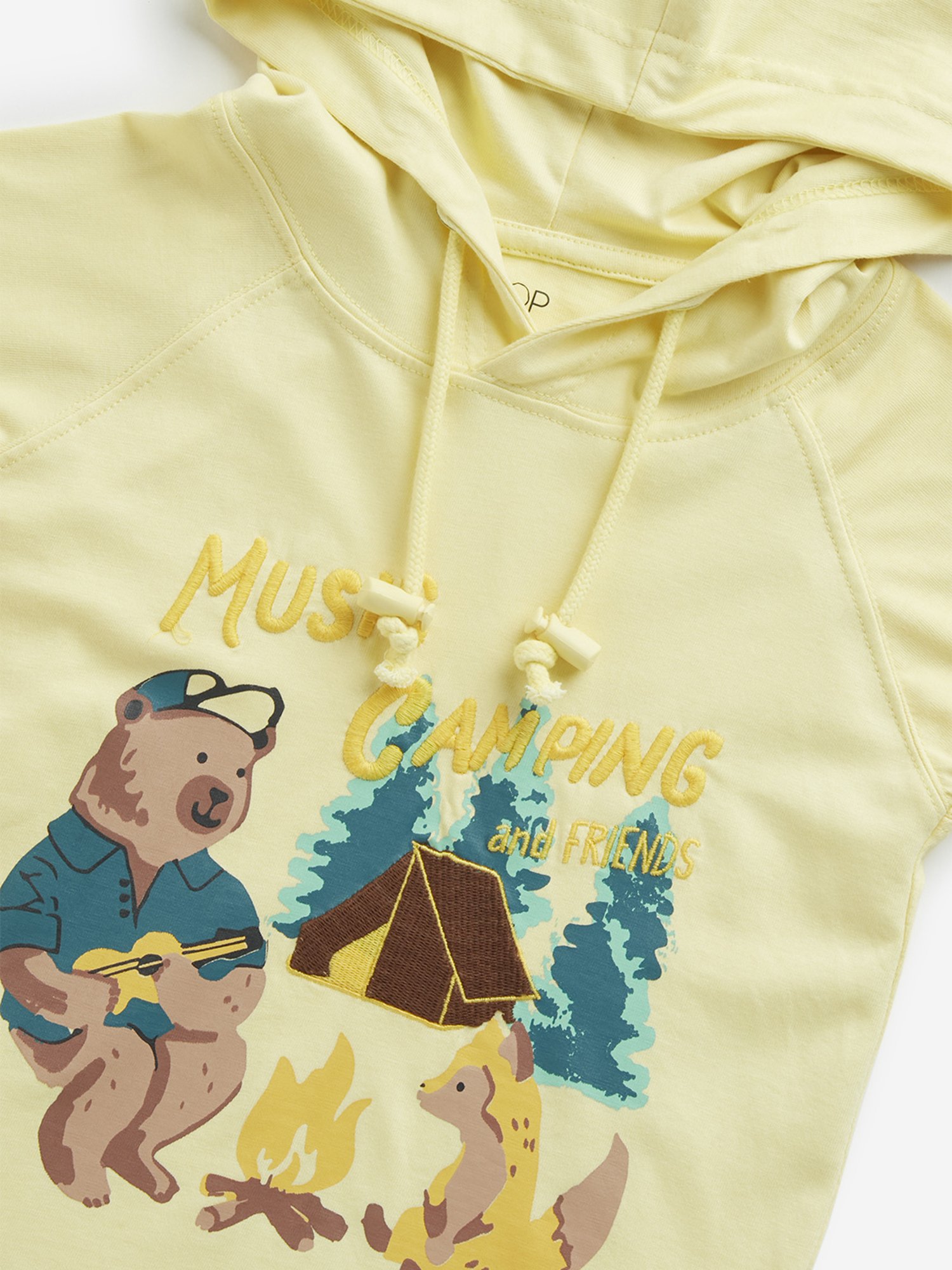 HOP Kids by Westside Yellow Animal Print Hooded Cotton T-Shirt