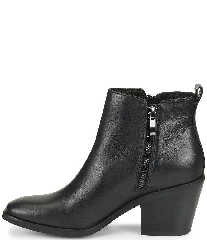 Sofft Canelli Leather Double Zipper Block Heel Booties