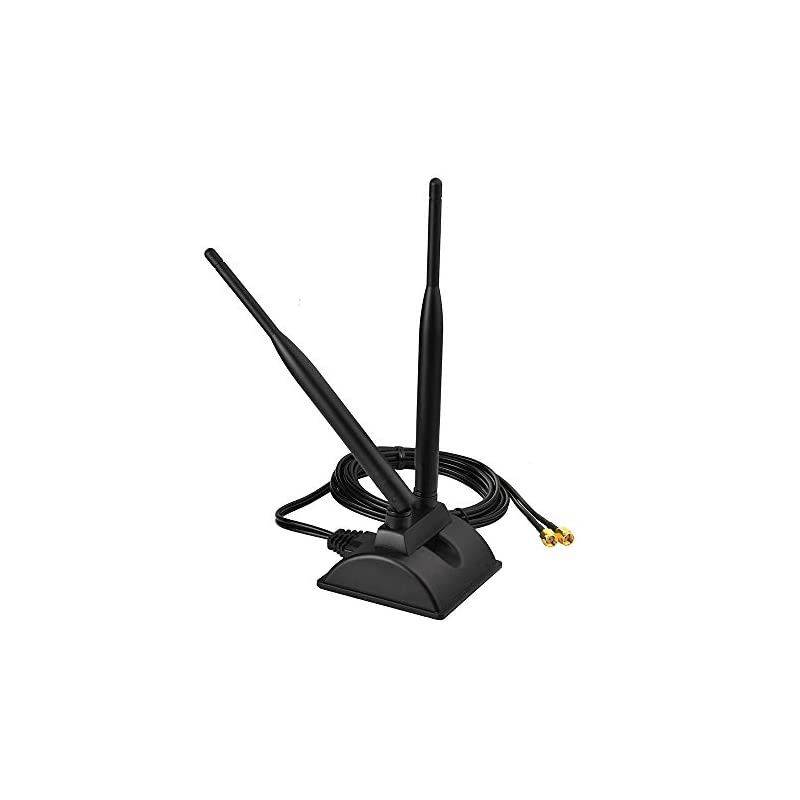 Dual WiFi Antenna with RPSMA Male Connector 24GHz 5GHz Dual Band Antenna Magnetic Base for PCIE WiFi Network Card USB WiFi Adapter Wireless Router Mobile Hotspot
