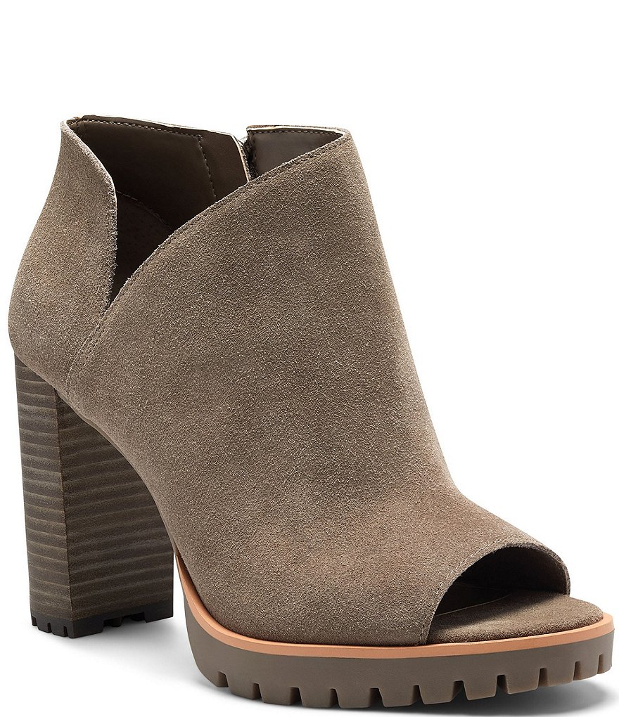 Vince Camuto Hevana Block Heel Peep Toe Suede Booties