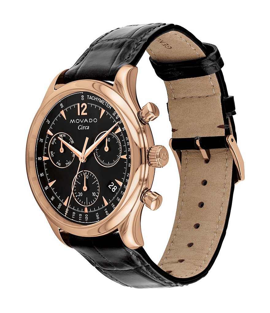 Movado Heritage Series Circa Black Leather Watch