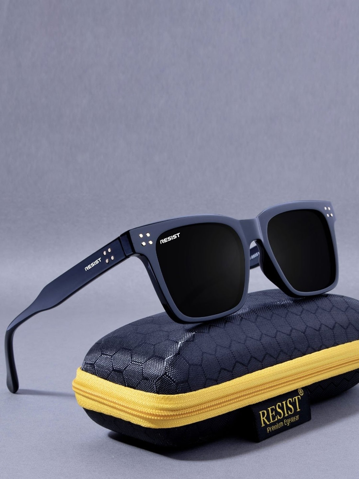 Resist Eyewear Black Square UV Protection Unisex Sunglasses