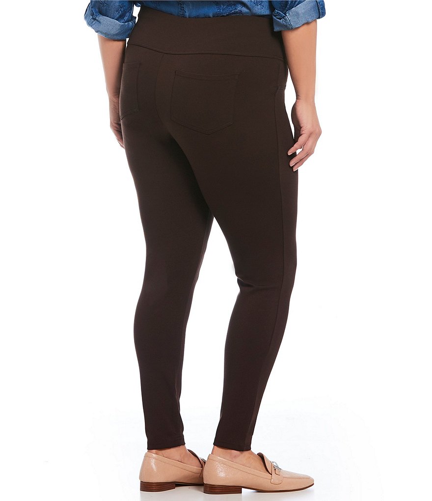 Intro Plus Size Solid Double Knit Tummy Control Leggings