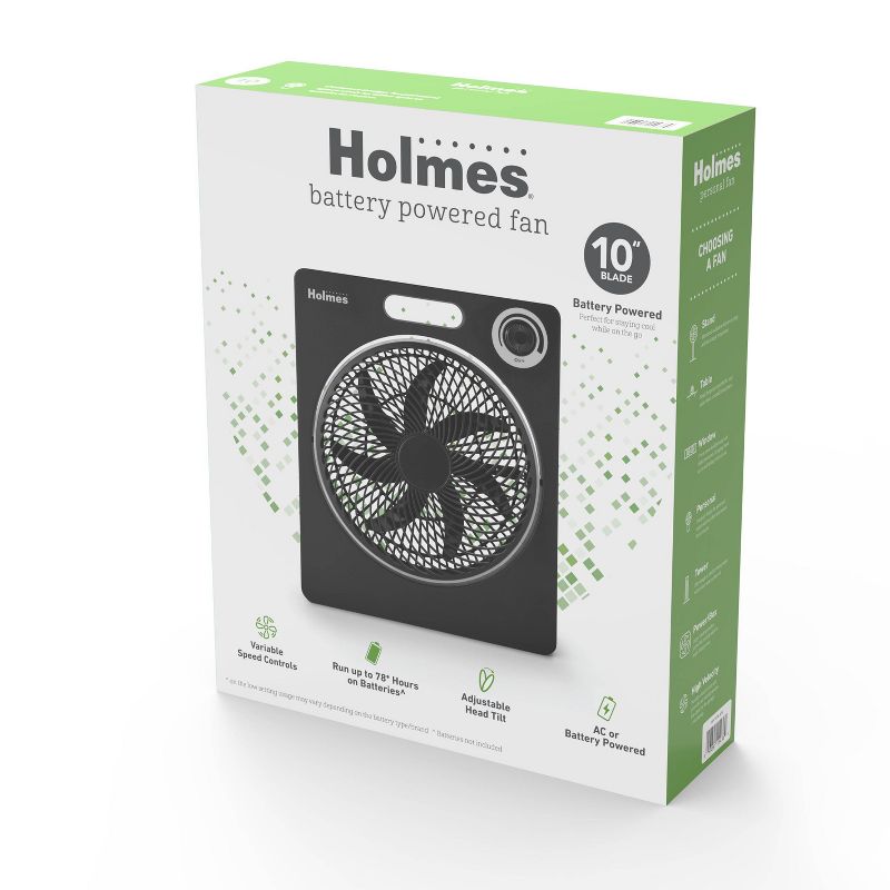 Holmes 10" Variable Speed Portable Battery Fan
