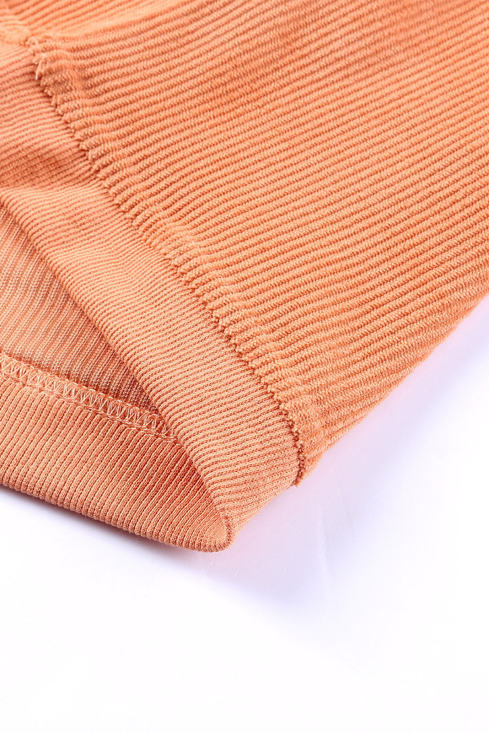 Orange Plain Drop Sleeve Crinkle Rib Oversized Sweatshirt