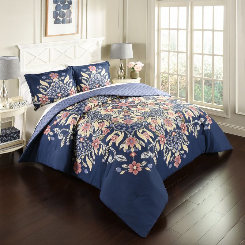 Floral Fantasy Reversible Comforter Set (King) - Marble Hill
