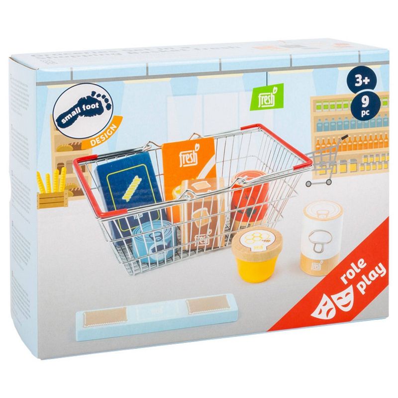 Small Foot Wooden Toys Grocery Shopping Basket Playset - 9pc
