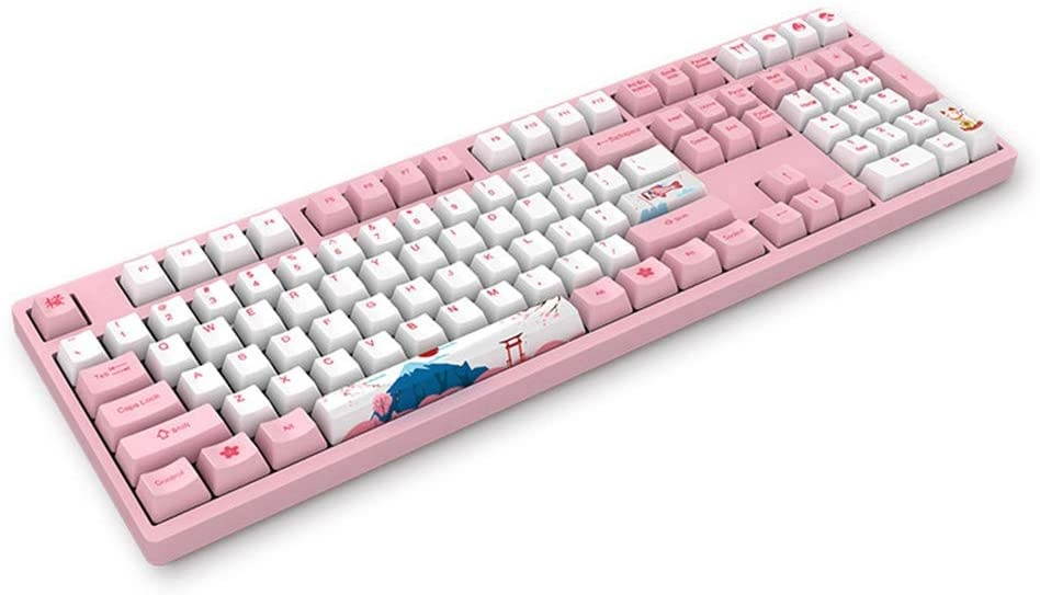 EPOMAKER AKKO 3108 World Tour Tokyo 108 Keys Wired Full Size Mechanical Keyboard with Dye Sublimation PBT Keycaps, NKRO for Gamers/Mac/Win (AKKO 2nd Gen Pink Switch, 108 Keys)