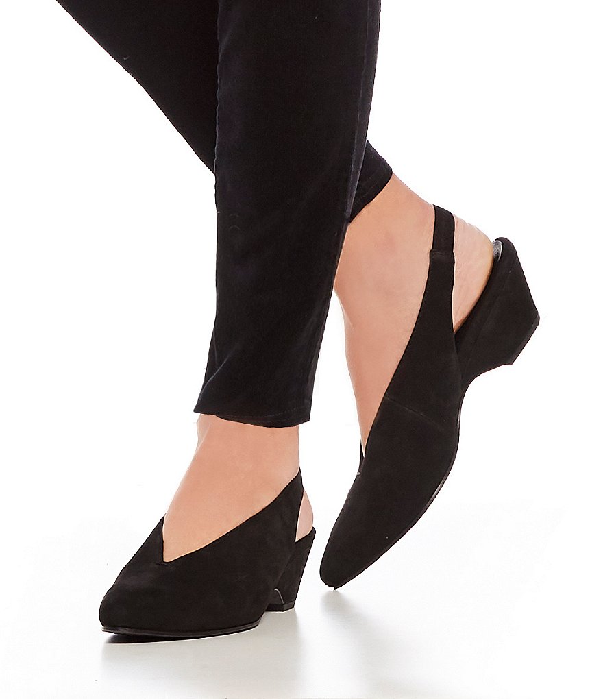 Eileen Fisher Gatwick Nubuck Slingback Block Heel Pumps