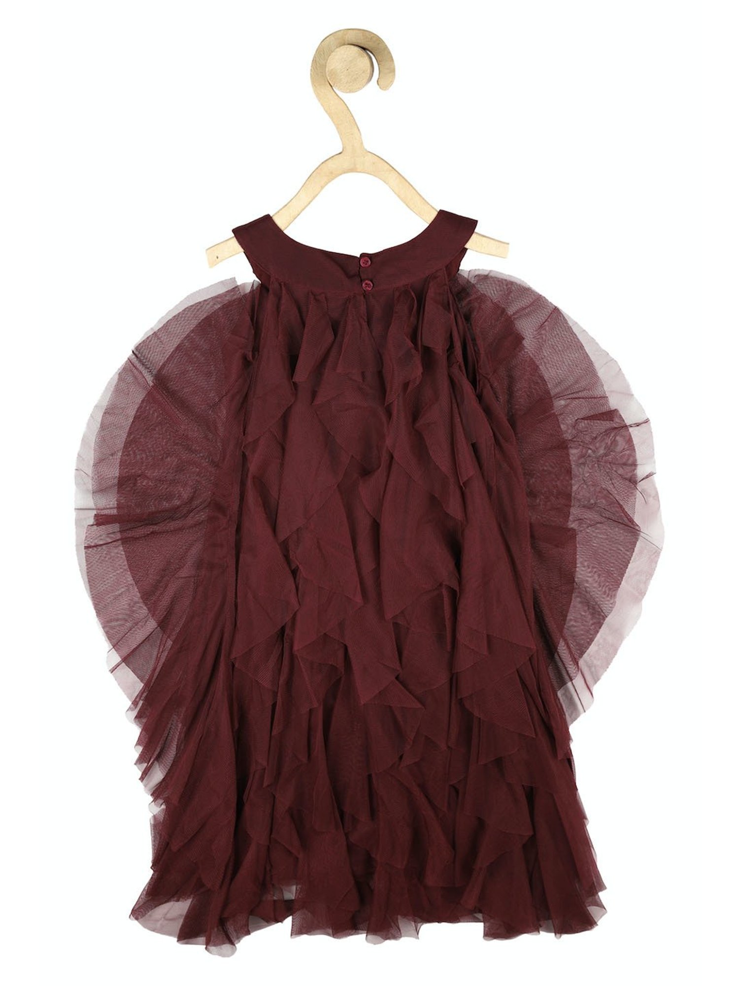 Peter England Kids Maroon Solid Dress