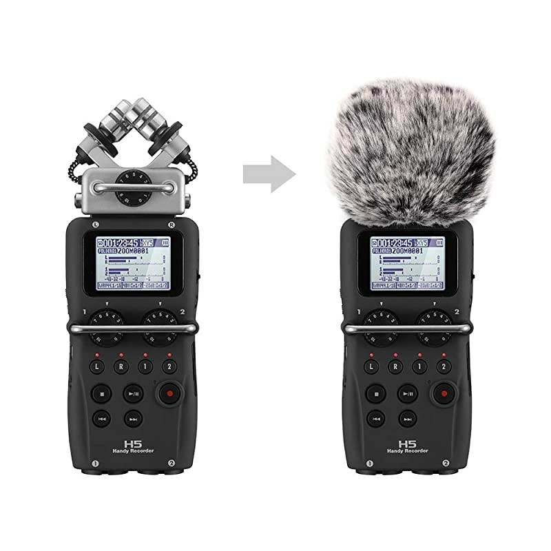 Furry Windscreen Muff Mic Cover Wind Muff Outdoor Microphone Wind Cover Compatible with Zoom H5 H6 and More Gray