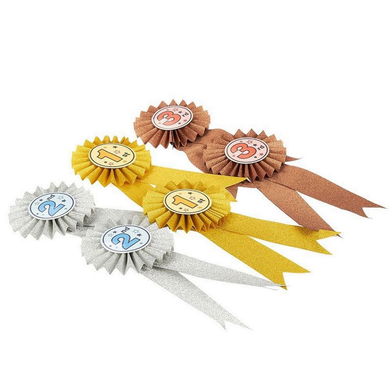 Juvale 24-Pack Award Ribbons - Participation Decorations, Rosette Ribbons, 1st, 2nd, 3rd Place Recognition