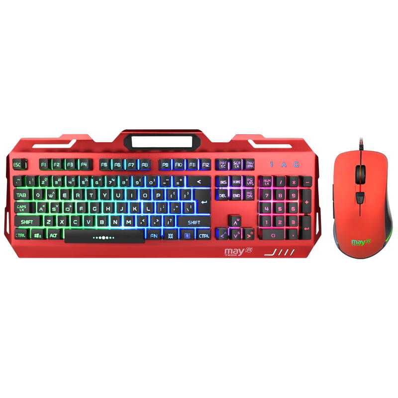 Ngame N1 Cool Exterior Waterproof USB  Wired Colorful Backlit,  Double-shot Molding Keycaps  Keyboard And 2400 DPI RGB Light Effect Mouse Combo For Office And Game, Metal Panel - Black