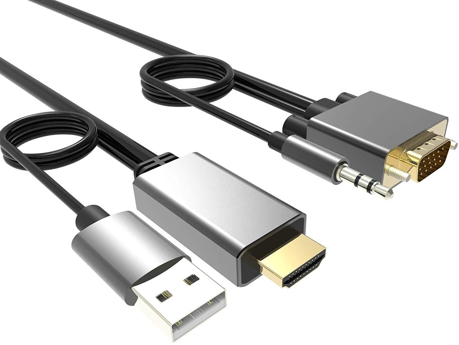 VGA to HDMI Audio,CableDeconn VGA to HDMI Converter Port Adapter Audio Old PC Connecting Desktop Computer/Laptop/DVD 1.5M