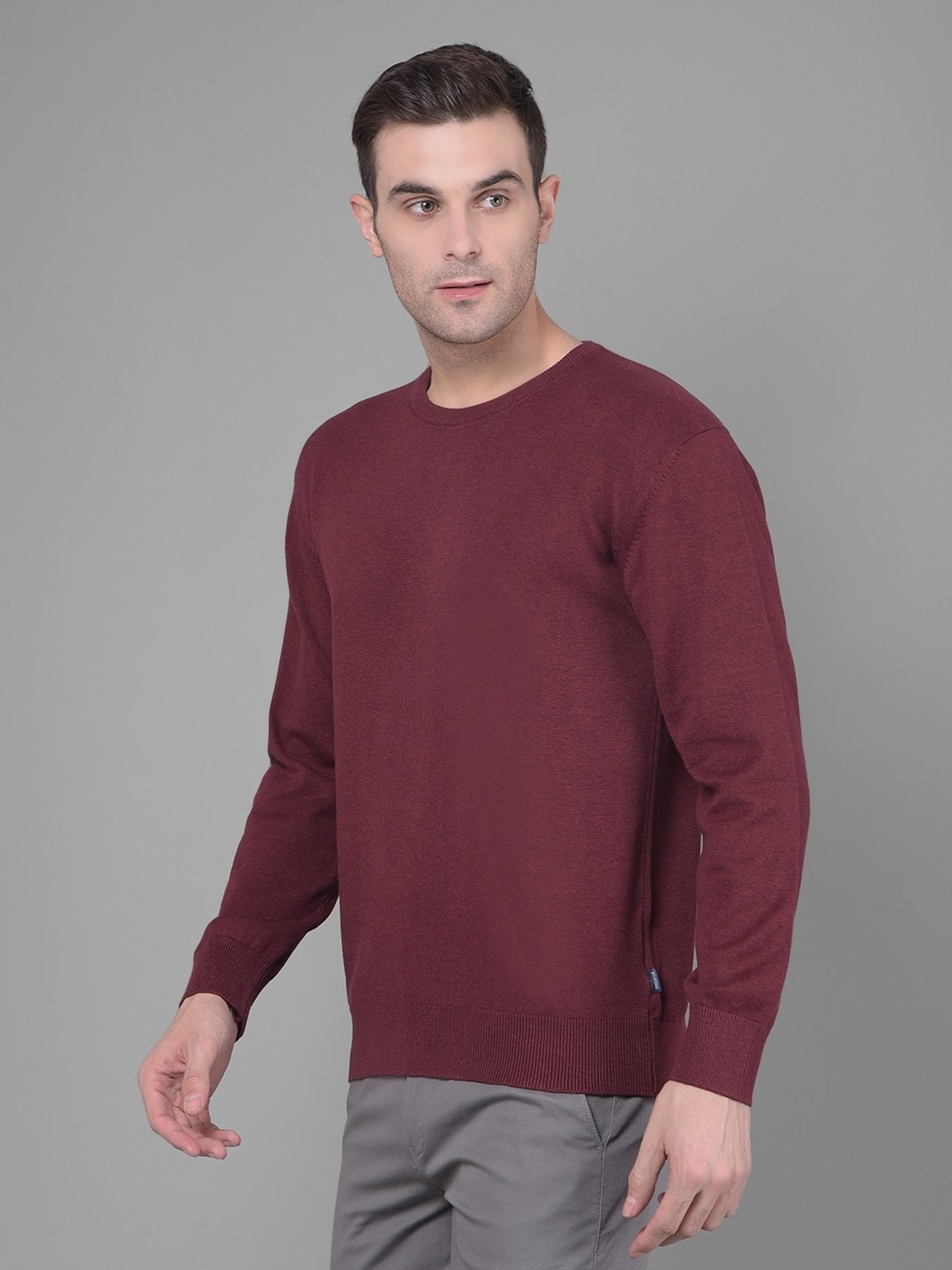 Crimsoune Club Maroon Cotton Regular Fit Sweater