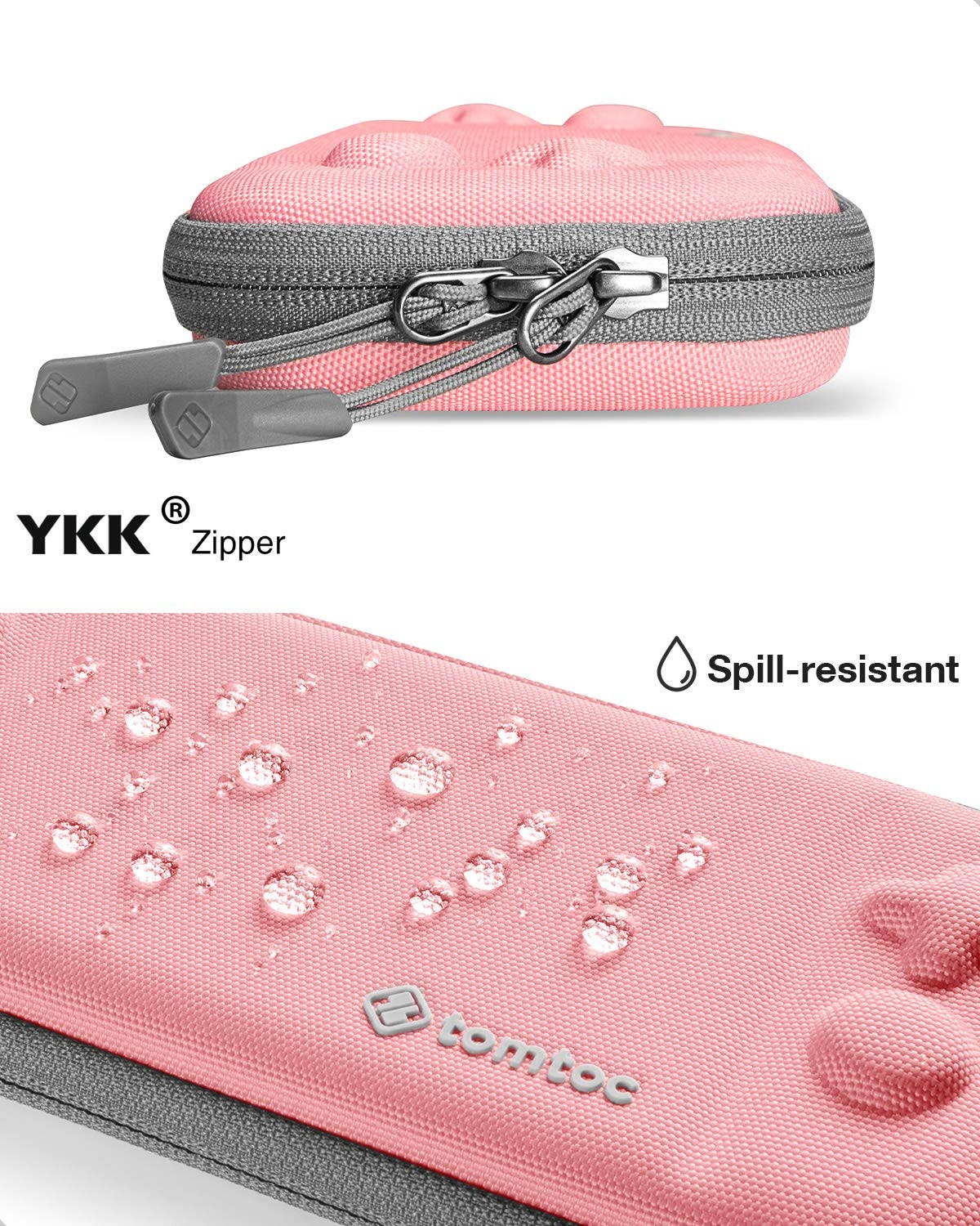 tomtoc Slim Carry Case for Nintendo Switch Lite, Protective Portable Carrying Cases with [Original Patent], Travel Storage Hard Shell with 8 Game Cartridges and Military Level Protection, Coral