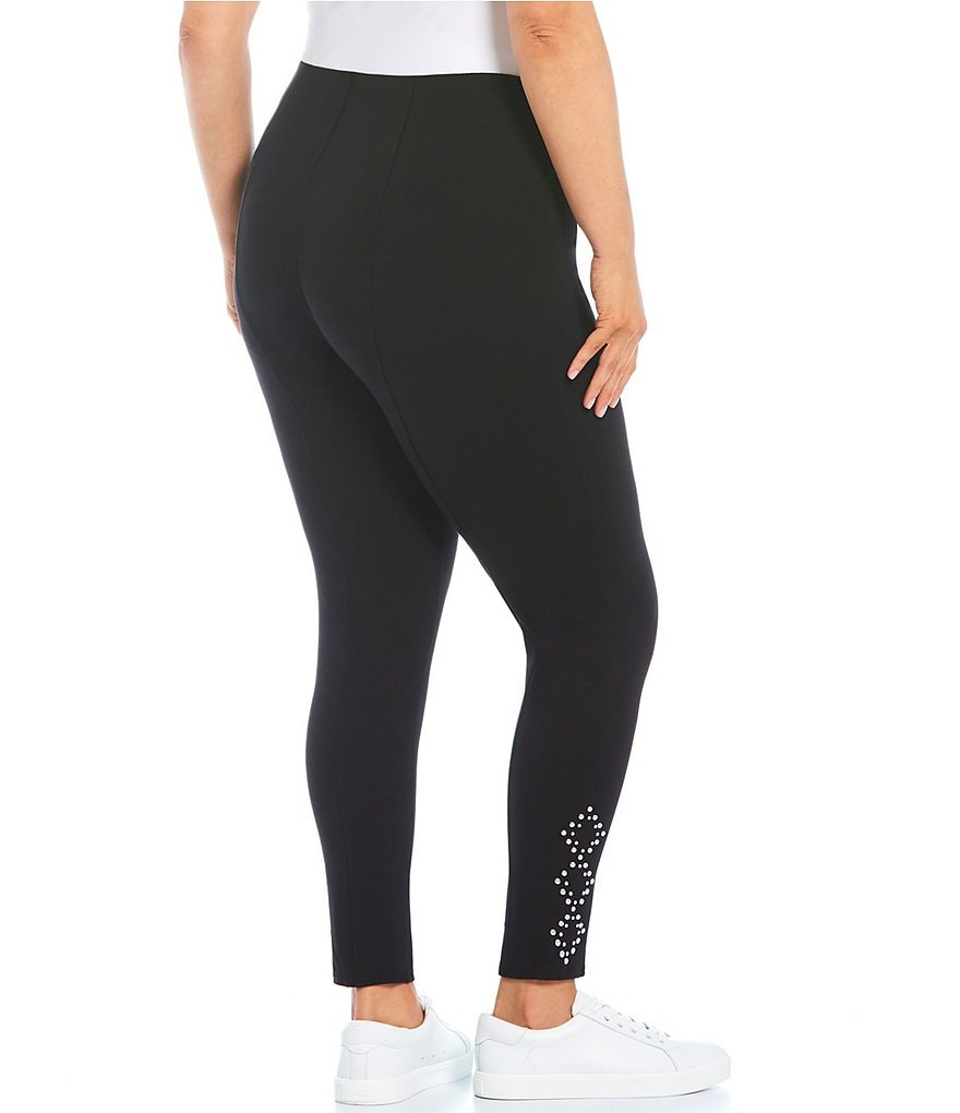 Intro Plus Size Solid Double Knit Tummy Control Leggings