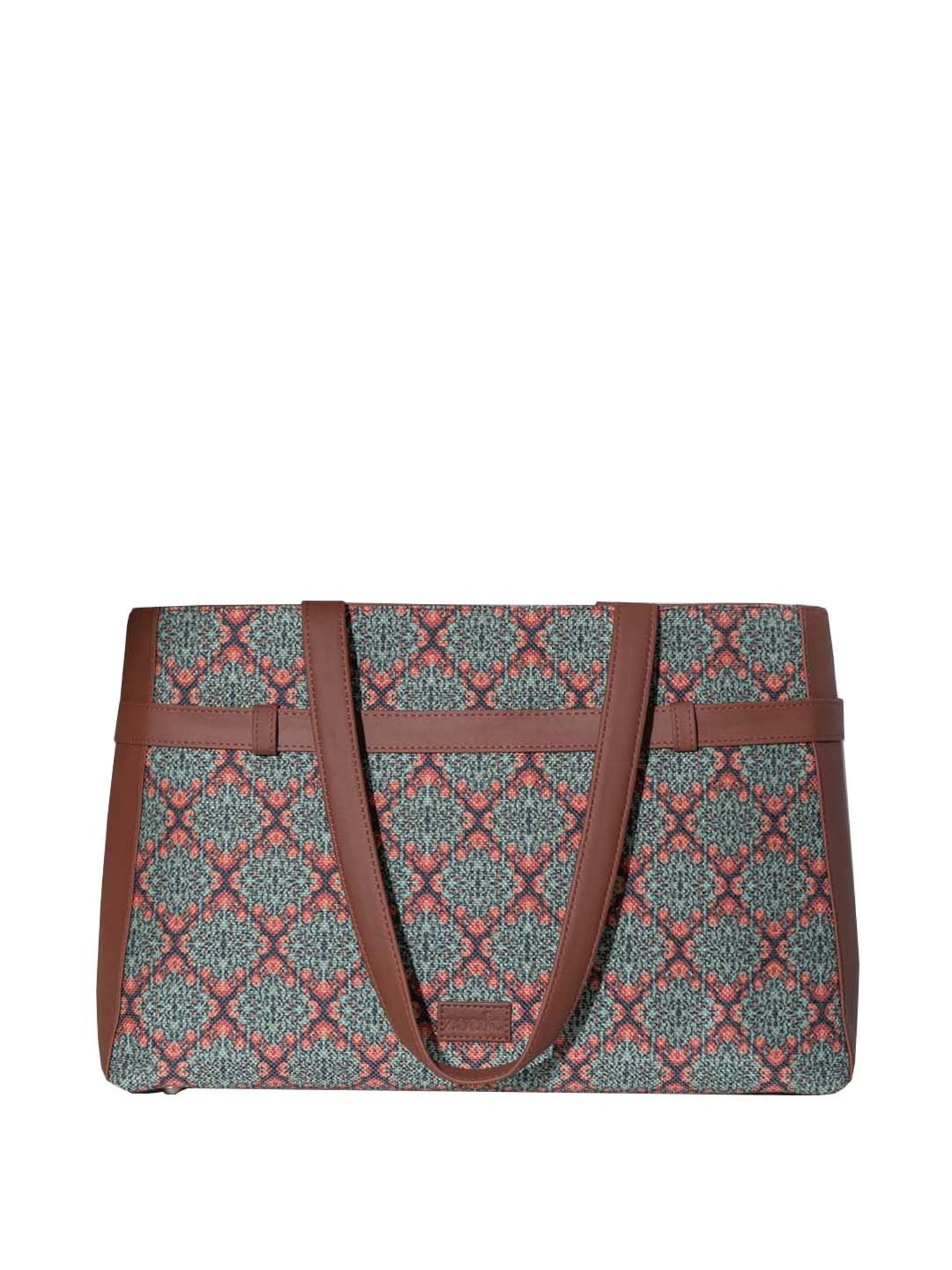 ZOUK Green Printed Large Laptop Tote Handbag