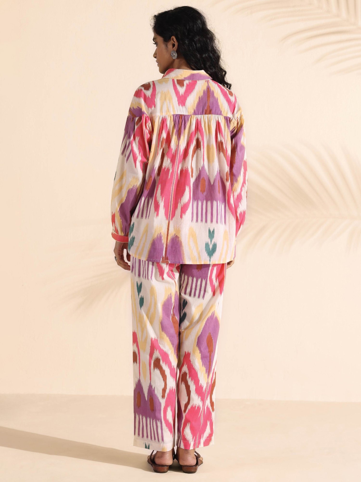 true Browns Pink Printed Top Pant Set