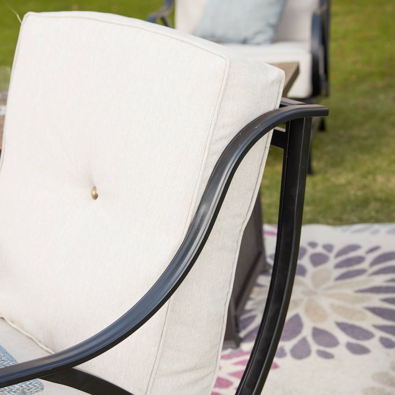 4pc Steel Patio Seating Set with Fire Pit Cream - Lokatse