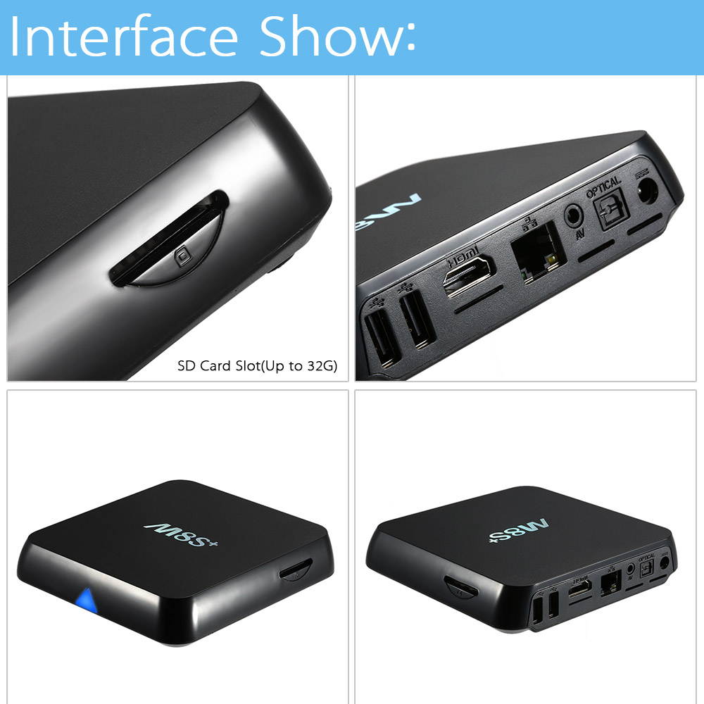 M8s+ / M8S Plus Smart Android TV Box Android 5.1 S812 Quad Core KODI XBMC 15.2 2G / 8G Mini PC 2.4G & 5G WiFi H.265 DLNA Airplay Miracast HD Media Player