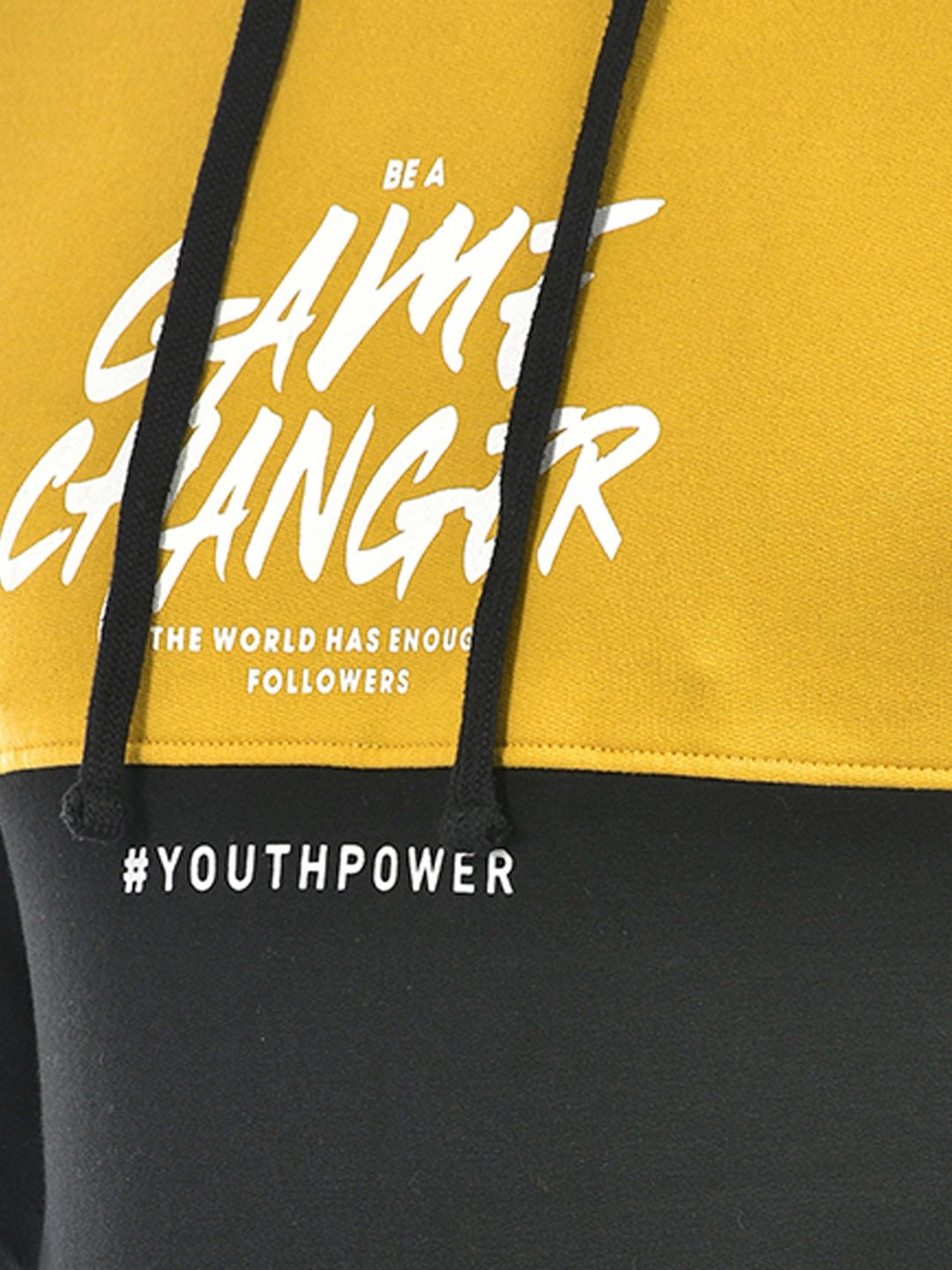 Integriti Mustard & Black Regular Fit Hooded Sweatshirt