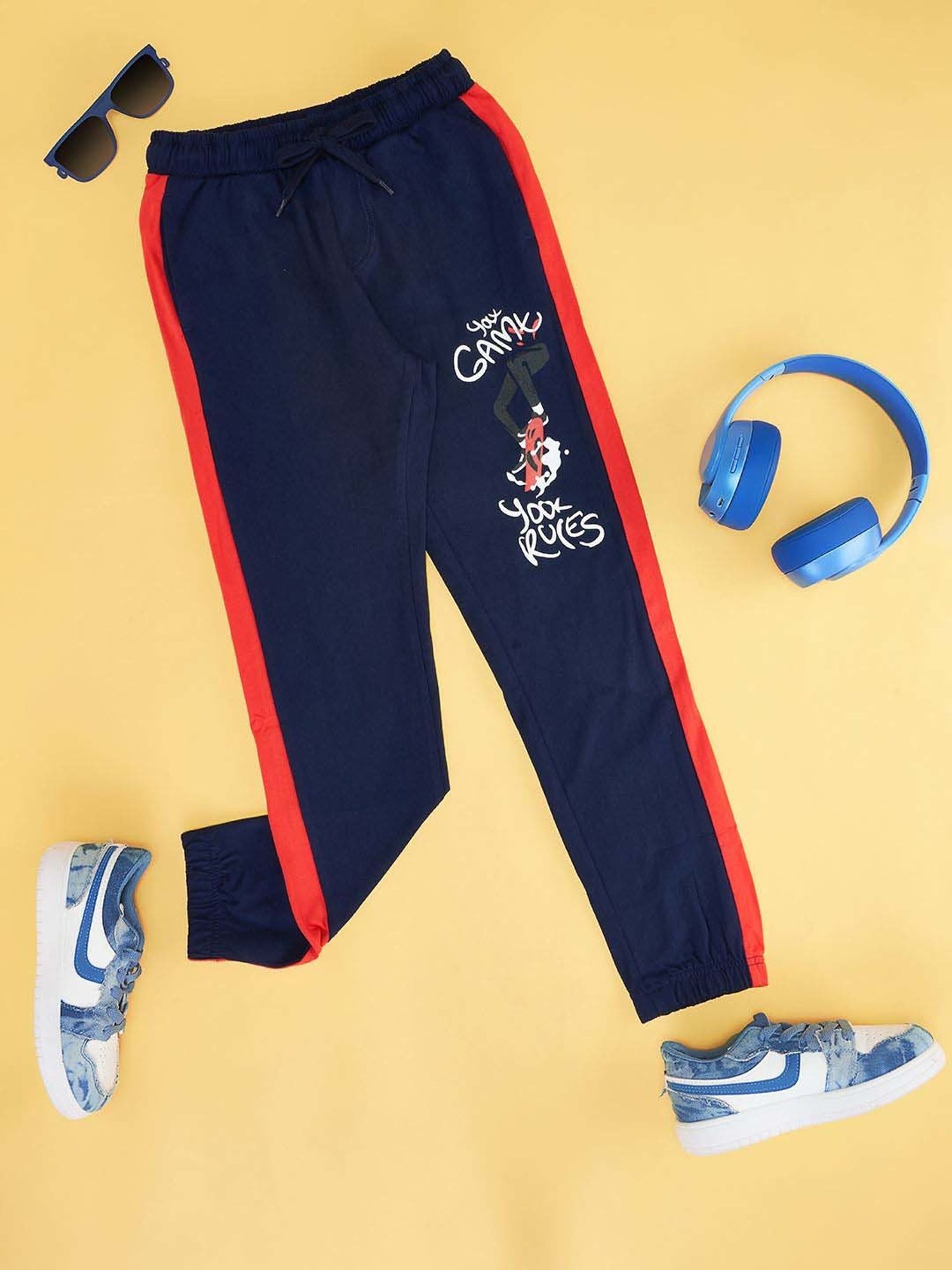 Pantaloons Junior Kids Estate Blue Cotton Slim Fit Jogger