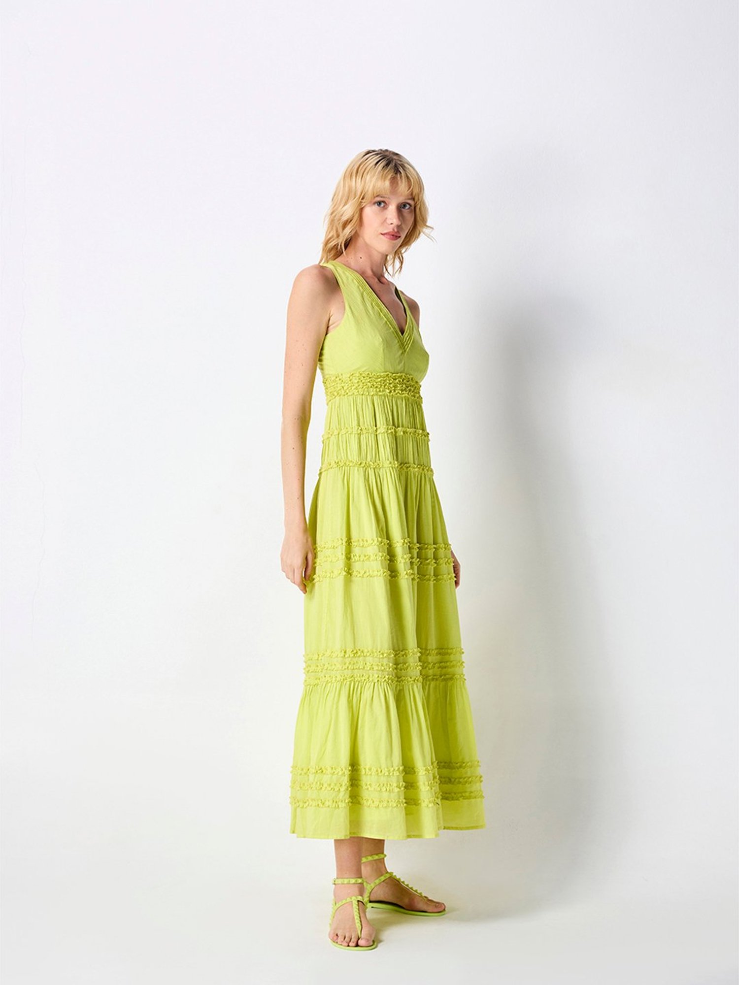 Cover Story Lime Regular Fit Midi Dress