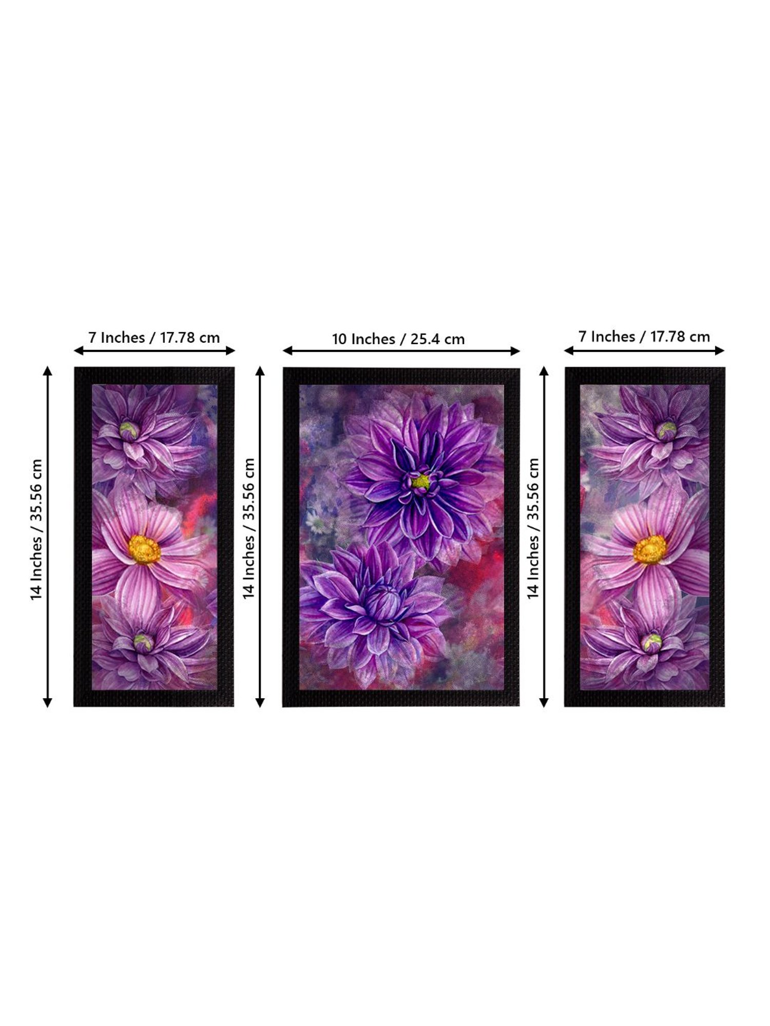 eCraftIndia Set of 3 Botanical and Floral Satin Matt Textured UV Art Painting