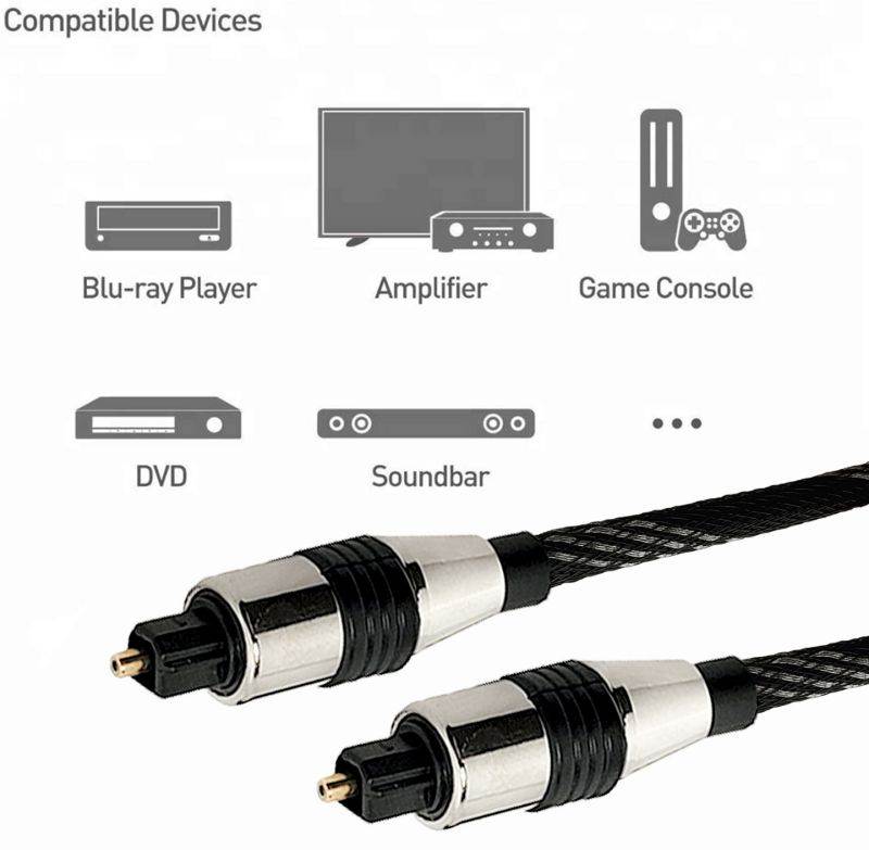 SatelliteSale 3 FT Premium Nylon Audio Optical Fiber Cable Toslink SPDIF Cord