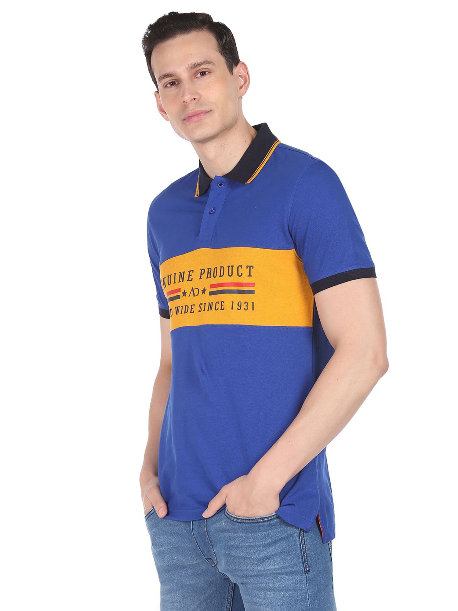 AD by Arvind Royal Blue Polo T-Shirt