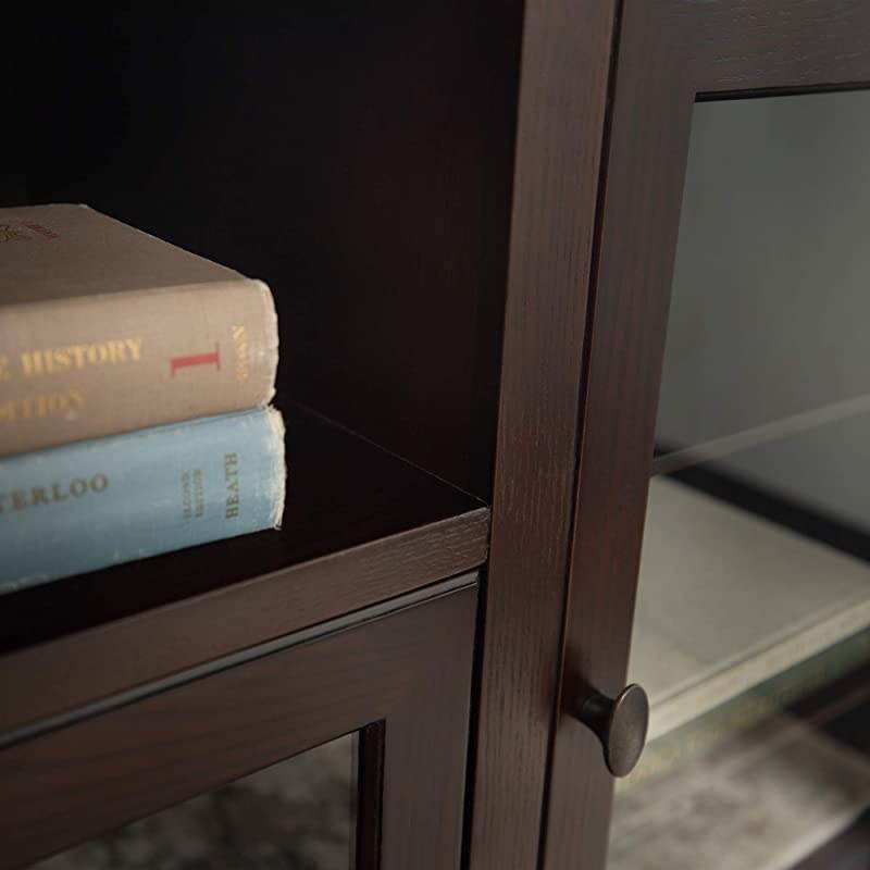 Edison Concord Classic Glass Door Storage TV Console for TVs up to 80 Inches, 70 Inch, Espresso Brown