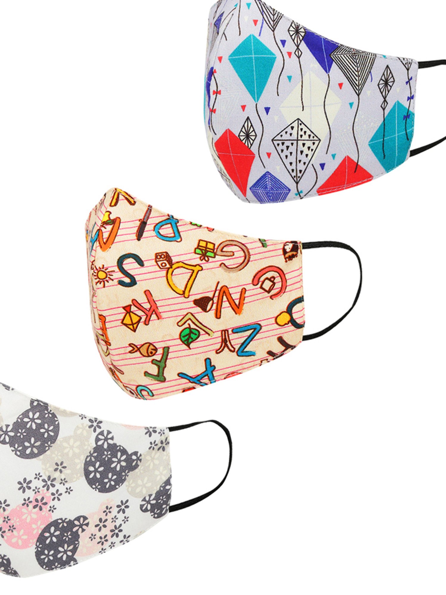 Tossido 2 - 7 Yrs. KIDS 3 Layered Reusable Face Masks - Pack of 3