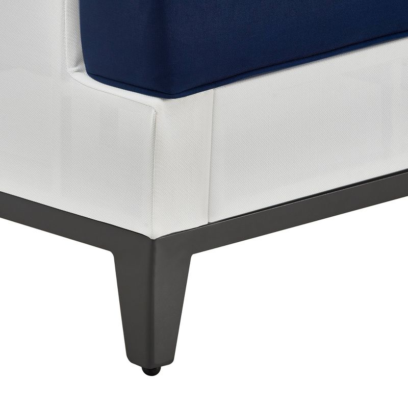 Hampton Outdoor Mesh Chair with Cushions - White & Navy - Finch