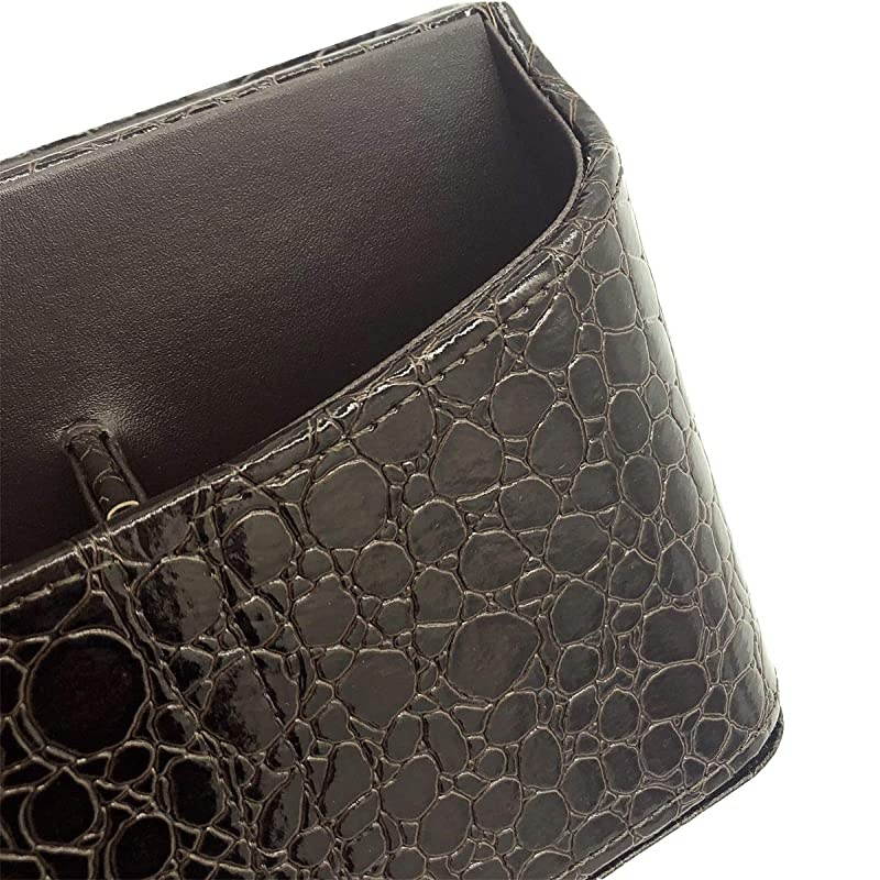 Colorful PU Leather 360 Degrees Rotatable Remote Control/Controller Organizer, Spinning TV Guide/Mail/Media Desktop Organizer Caddy Holder (Black)