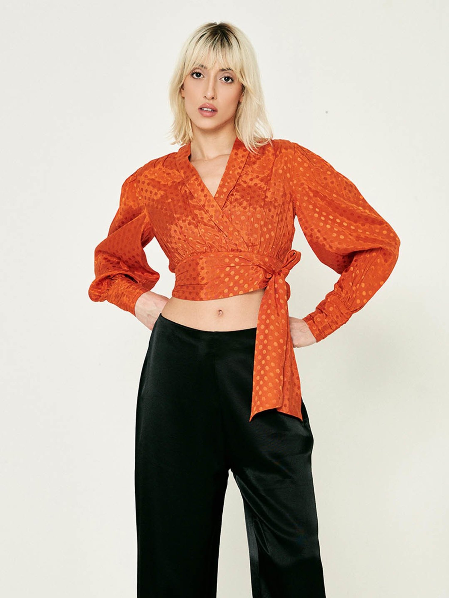 Cover Story Orange Crop Top