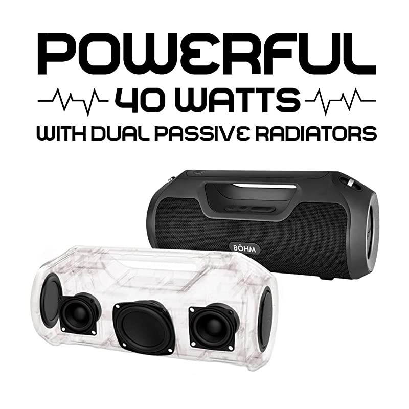 Impact Plus Wireless Bluetooth Speaker Water Resistant IPX4 40W Premium HD Sound Powerbank Dual Pairing TWS Stereo Black